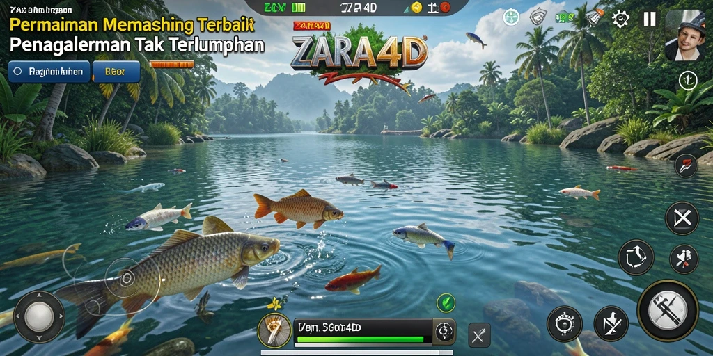 Gameplay ZARA4D yang menampilkan aktivitas memancing yang mendebarkan.
